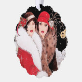 アールデコレトロヴィンテージ追加文字レディ オーナメントカード (左)