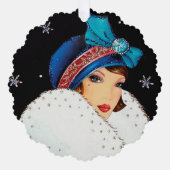 アールデコレトロヴィンテージ追加文字レディ オーナメントカード (正面)