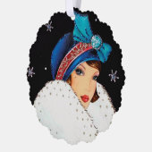 アールデコレトロヴィンテージ追加文字レディ オーナメントカード (左)