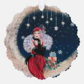 アールデコレトロヴィンテージ追加文字レディ オーナメントカード (正面)