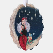 アールデコレトロヴィンテージ追加文字レディ オーナメントカード (左)