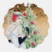 アールデコレトロヴィンテージ追加文字レディ オーナメントカード (正面)