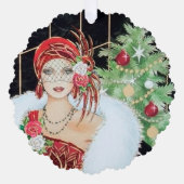 アールデコレトロヴィンテージ追加文字レディ オーナメントカード (正面)