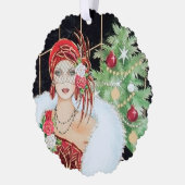 アールデコレトロヴィンテージ追加文字レディ オーナメントカード (左)