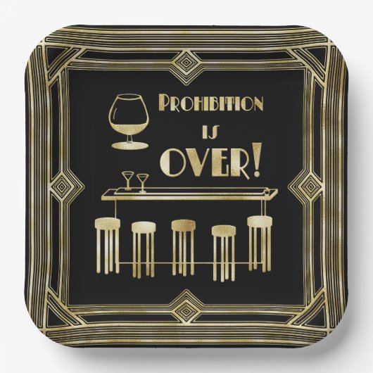 アールデコレトロ大晦日の禁止バー ペーパープレート (正面)