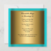 アールデコレトロ誕生日パーティー招待ティール(緑がかった色) 招待状 (裏面)