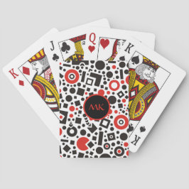 アールデコレトロ50s赤黒幾何学模様モノグラムの トランプ