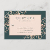 アールデコレトロ |フォレストグリーンバラ金ゴールド装飾品 出欠カード (正面)