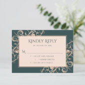 アールデコレトロ |フォレストグリーンバラ金ゴールド装飾品 出欠カード (スタンド正面)