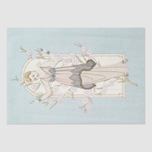 アールデコレフランスのディデイジーアーチブルーデカップアート 薄葉紙 (正面)