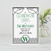 アールデコレースパーティーと緑のアクセント 招待状 (スタンド正面)