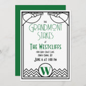 アールデコレースパーティーと緑のアクセント 招待状 (正面/裏面)