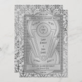 アールデコローアリングティースシルバー婚約パーティ 招待状 (正面/裏面)