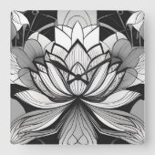 アールデコロータスクロック スクエア壁時計 (正面)