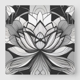 アールデコロータスクロック スクエア壁時計