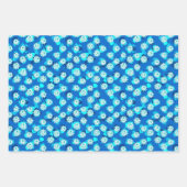 アールデコロータスパターン、ターコイズ&コバルトブルー ラッピングペーパーシート (正面3)