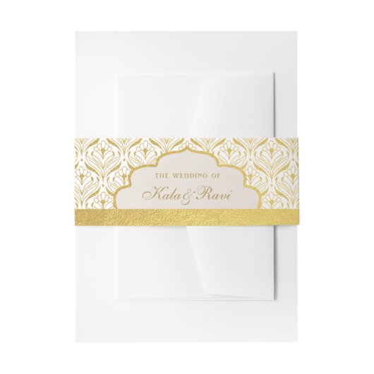 アールデコロータス金ゴールドフローラ 招待状ベリーバンド (正面例)