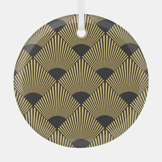 アールデコヴィンテージのシームレスなパターン ガラスオーナメント (正面)