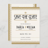 アールデコヴィンテージアイボリー金ゴールド日付の保存 案内ポストカード (正面/裏面)