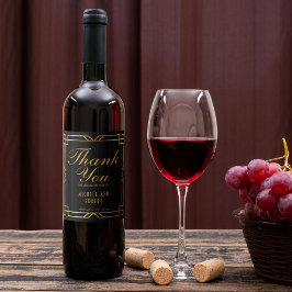 アールデコヴィンテージエレガント金ゴールドフレームブラック ワインラベル