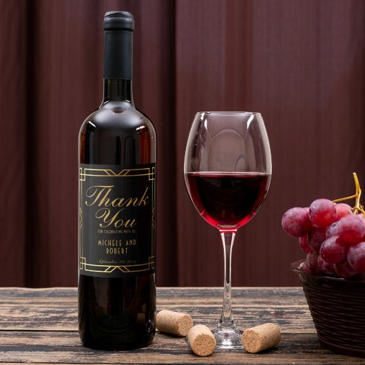 アールデコヴィンテージエレガント金ゴールドフレームブラック ワインラベル