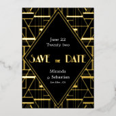 アールデコヴィンテージギャツビー 箔招待状 (正面)