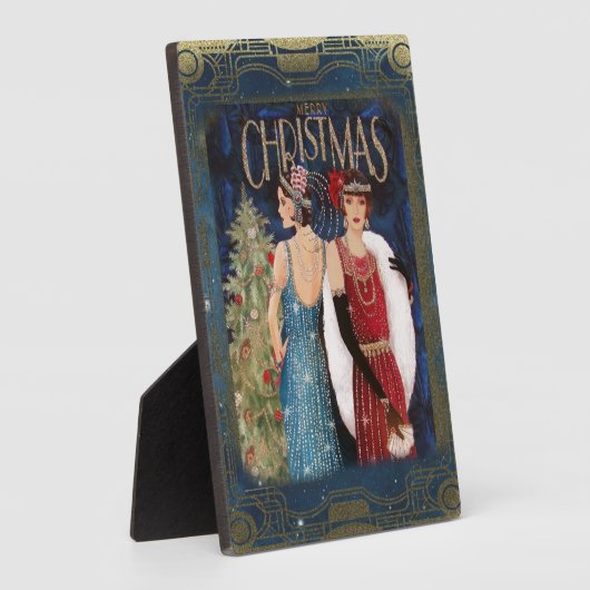 アールデコヴィンテージクリスマス女性 フォトプラーク (側面)