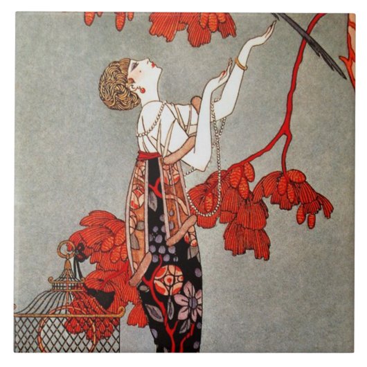 アールデコヴィンテージデコールセラミックタイル タイル (正面)