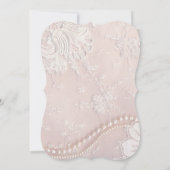 アールデコヴィンテージパールレース赤面結婚ピンク 招待状 (裏面)