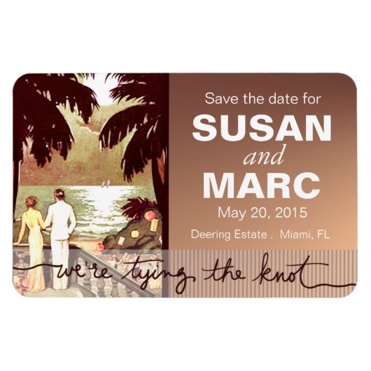 アールデコヴィンテージビーチ日付flexの保存 マグネット (横)