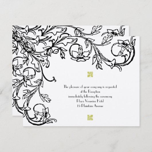 アールデコヴィンテージフローラスワールウェディング受付 招待状 (正面/裏面)