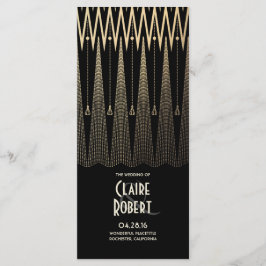 アールデコヴィンテージブラックおよび金ゴールド結婚式 プログラム