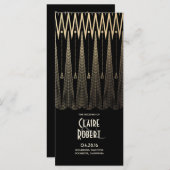 アールデコヴィンテージブラックおよび金ゴールド結婚式 プログラム (正面/裏面)