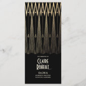 アールデコヴィンテージブラックおよび金ゴールド結婚式 プログラム (正面)