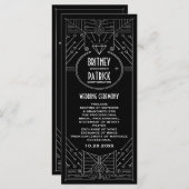 アールデコヴィンテージブラックとシルバー結婚式 プログラム (正面/裏面)