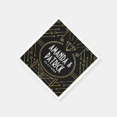 アールデコヴィンテージブラックと金ゴールド結婚ズナプキン スタンダードカクテルナプキン (角)