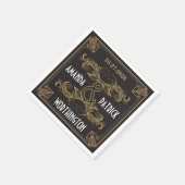 アールデコヴィンテージブラックと金ゴールド結婚ズナプキン スタンダードカクテルナプキン (角)