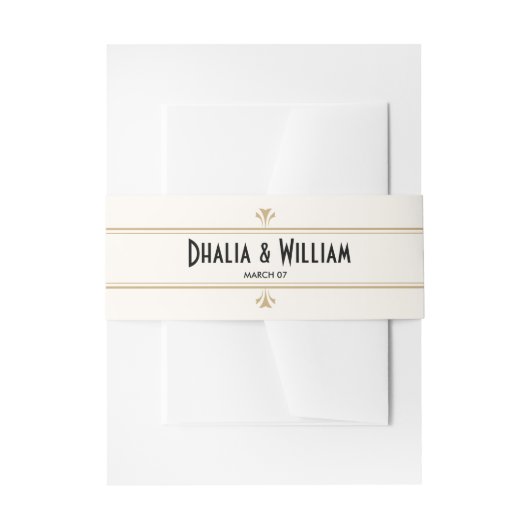 アールデコヴィンテージブラックと金ゴールド結婚ズ 招待状ベリーバンド (正面例)