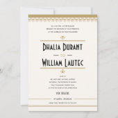 アールデコヴィンテージブラックと金ゴールド結婚ズ 招待状 (正面)