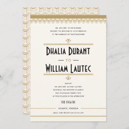 アールデコヴィンテージブラックと金ゴールド結婚ズ 招待状