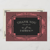 アールデコヴィンテージブラックサーモンピンク サンキューカード (正面/裏面)