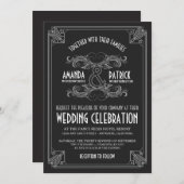 アールデコヴィンテージブラックシルバー結婚式招待状 招待状 (正面/裏面)