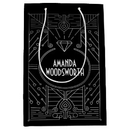 アールデコヴィンテージブラック&シルバー抱き枕 ミディアムペーパーバッグ