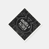 アールデコヴィンテージブラック&シルバー結婚ズ・ナプキン スタンダードカクテルナプキン (角)