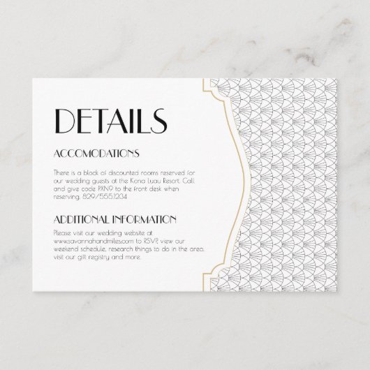 アールデコヴィンテージブラック/ホワイトの結婚詳細 エンクロージャーカード (正面)