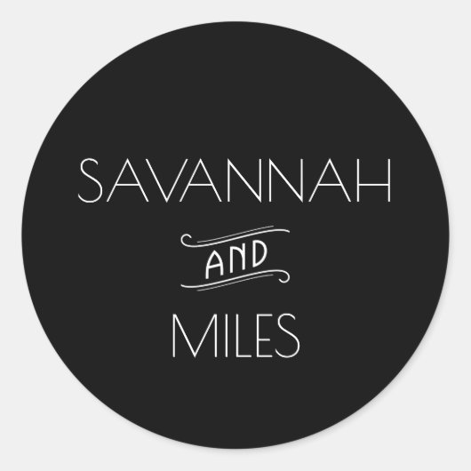 アールデコヴィンテージブラック&ホワイト ラウンドシール (正面)