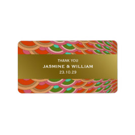 アールデコヴィンテージホタテのアジア結婚披露宴のお願い ラベル