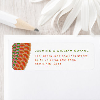 アールデコヴィンテージホタテのファン結婚アジアのアドレス ラベル