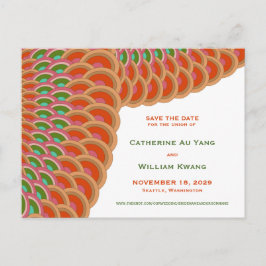 アールデコヴィンテージホタテ型ファン日付の保存 案内ポストカード