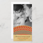 アールデコヴィンテージホタテFan Boho Asian 結婚's サンキューカード (正面/裏面)